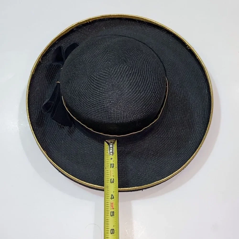 VTG, Joe Bill Miller Made In USA  Straw Elegant Black And Gold Structured Brim